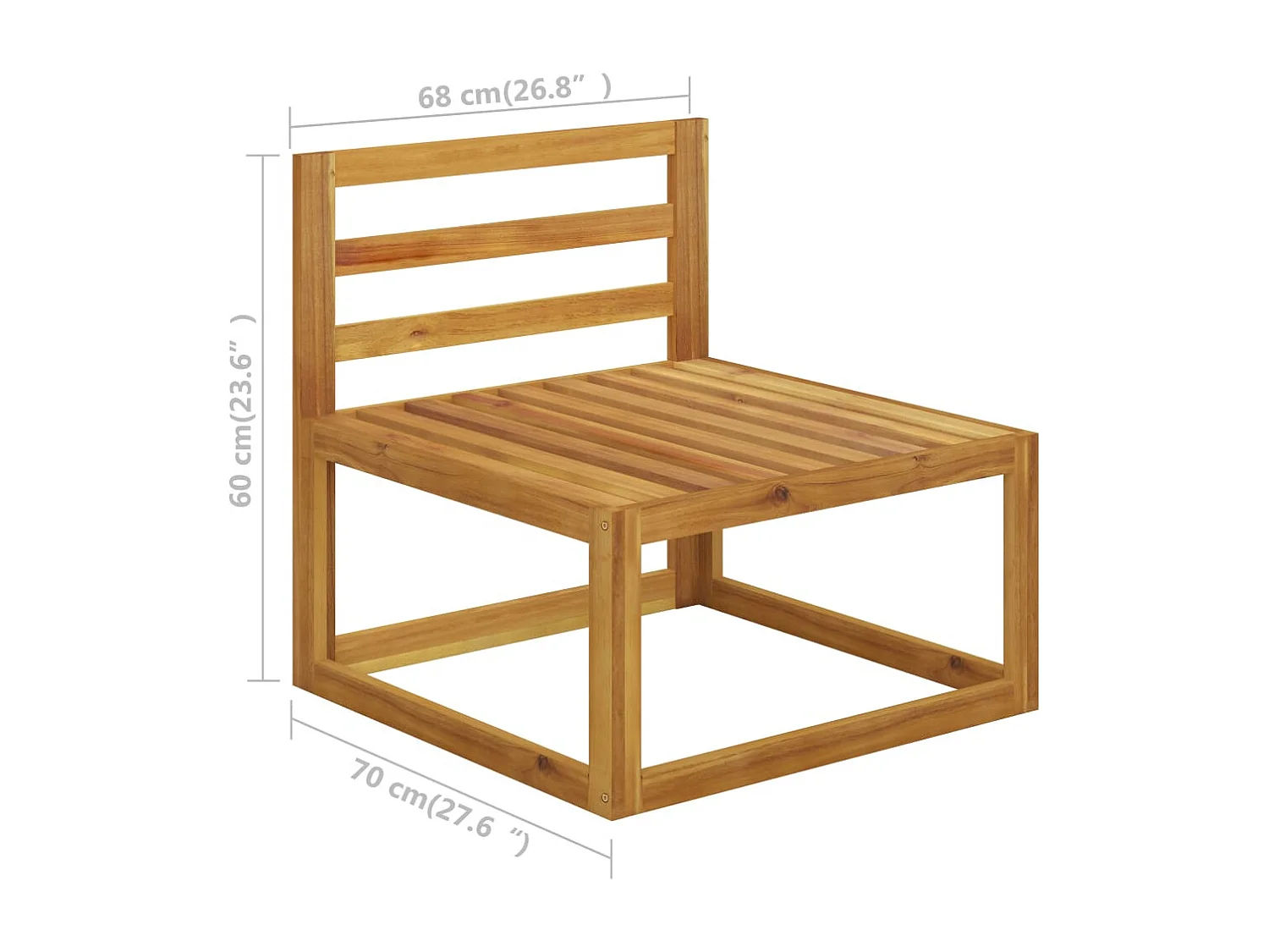 Canapé central sectionnel avec coussin gris foncé Bois d'acacia FR22279