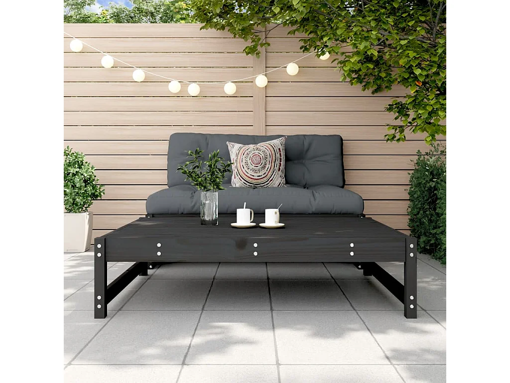 Canapé de jardin - Repose-pied de jardin 120x80 cm noir bois de pin massif FR51403