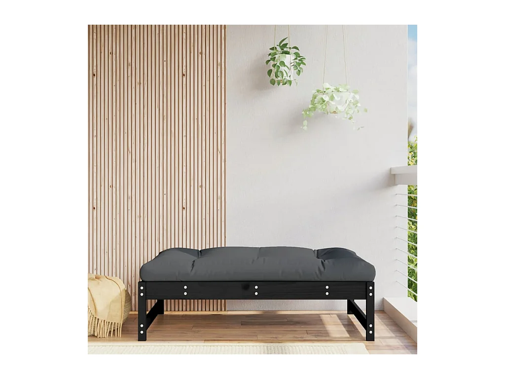 Canapé de jardin - Repose-pied de jardin 120x80 cm noir bois de pin massif FR51403