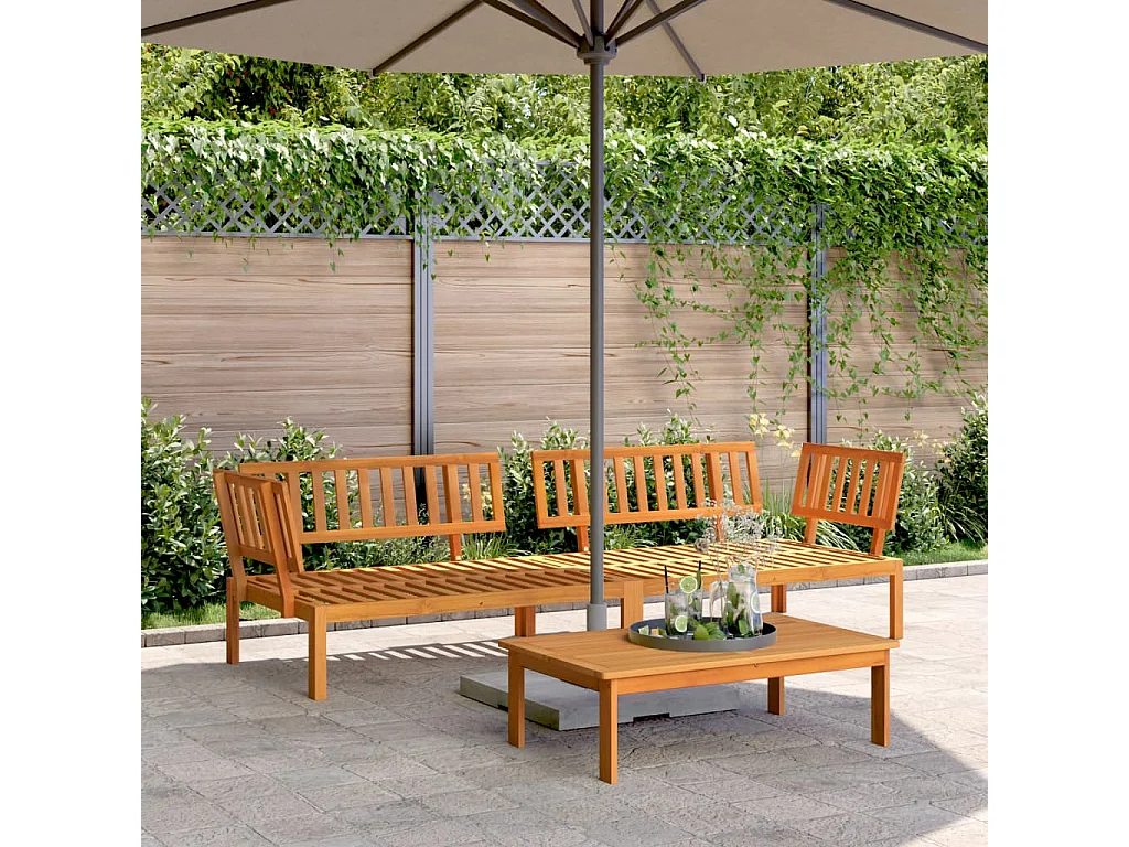 Lot de 2 Canapés d'angle palette de jardin bois massif d'acacia FR244154