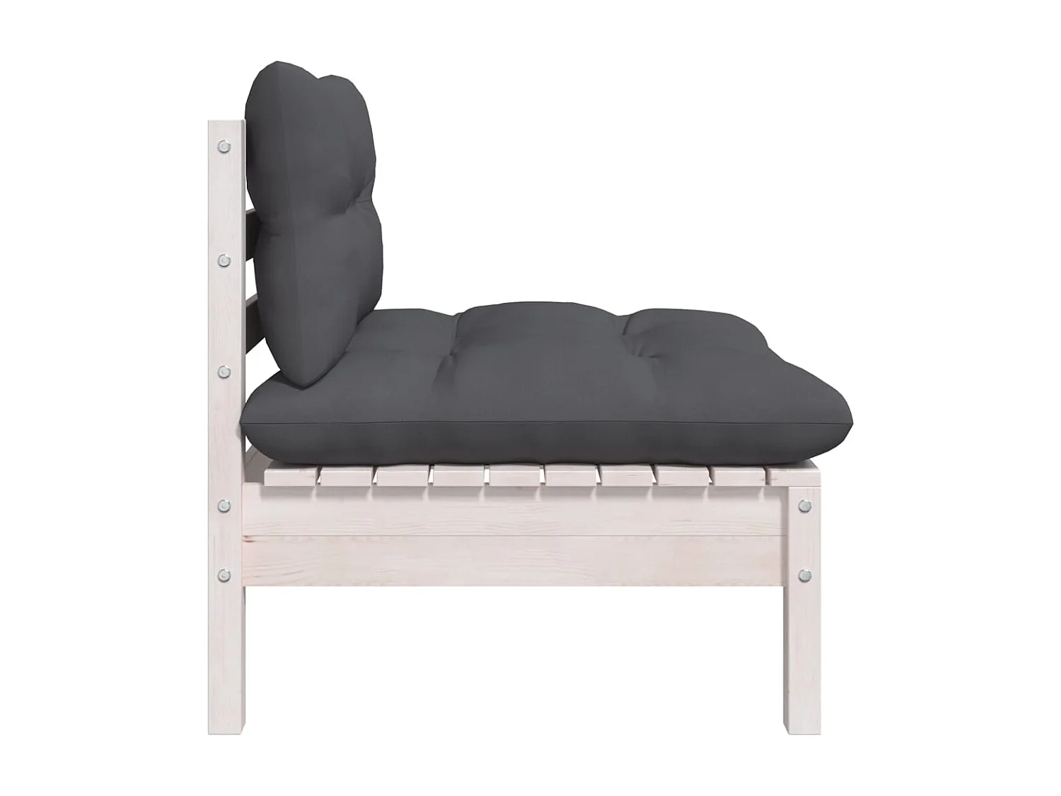 Canapé 2 places de jardin et coussins Blanc Bois de pin solide FR88346