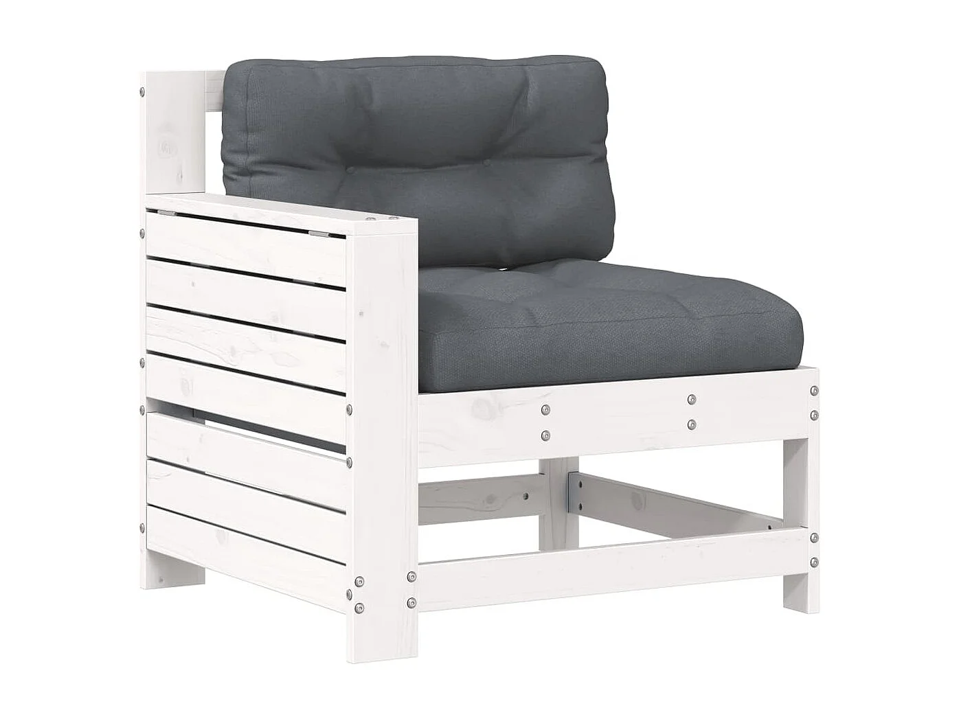 Canapé de jardin accoudoir et coussin blanc bois massif de pin FR956578