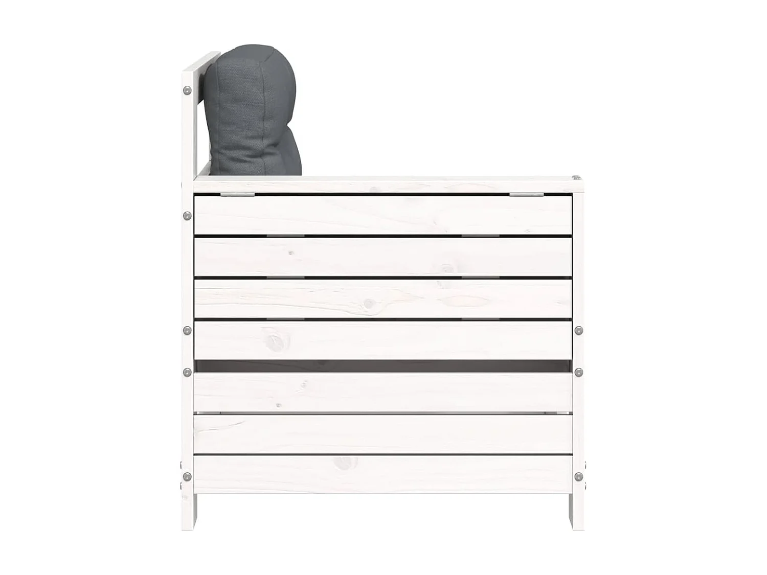 Canapé de jardin accoudoir et coussin blanc bois massif de pin FR956578