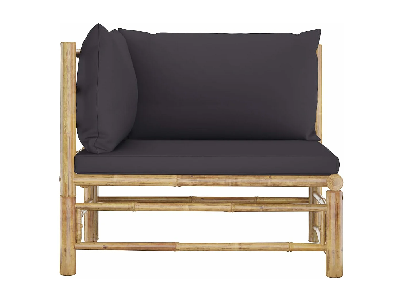 Canapé d'angle de jardin avec coussins gris foncé Bambou FR70856