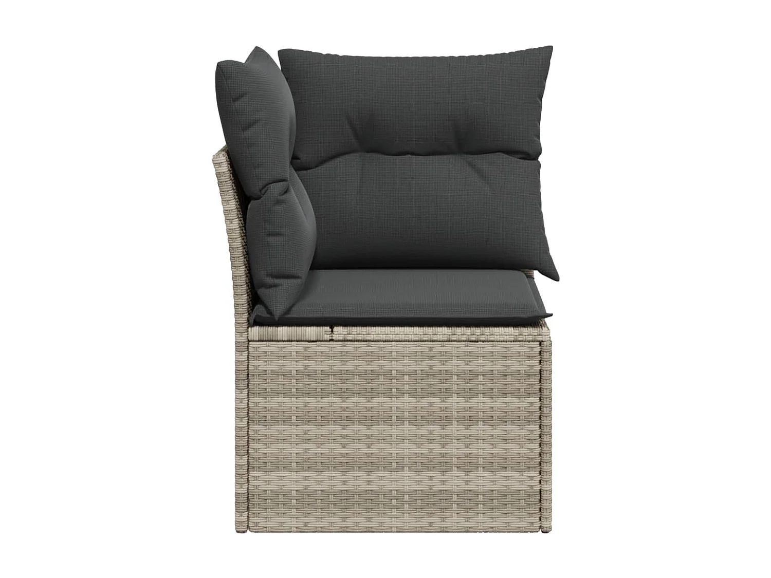 Tuinhoekbank met kussens poly rattan lichtgrijs BE149194