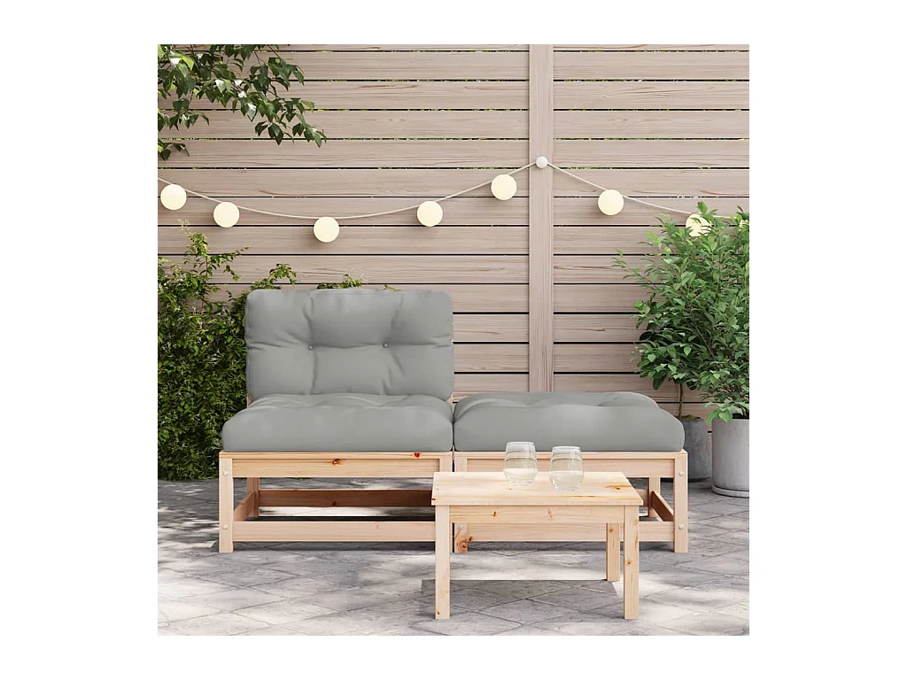Canapé de jardin sans accoudoirs avec coussins et repose-pieds FR47116