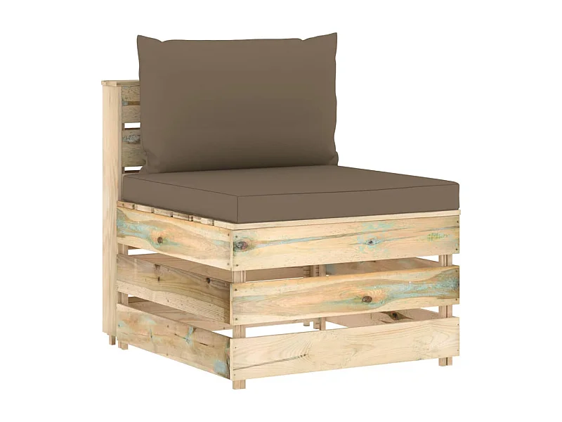 Canapé central sectionnel avec coussins Bois imprégné de vert FR51024