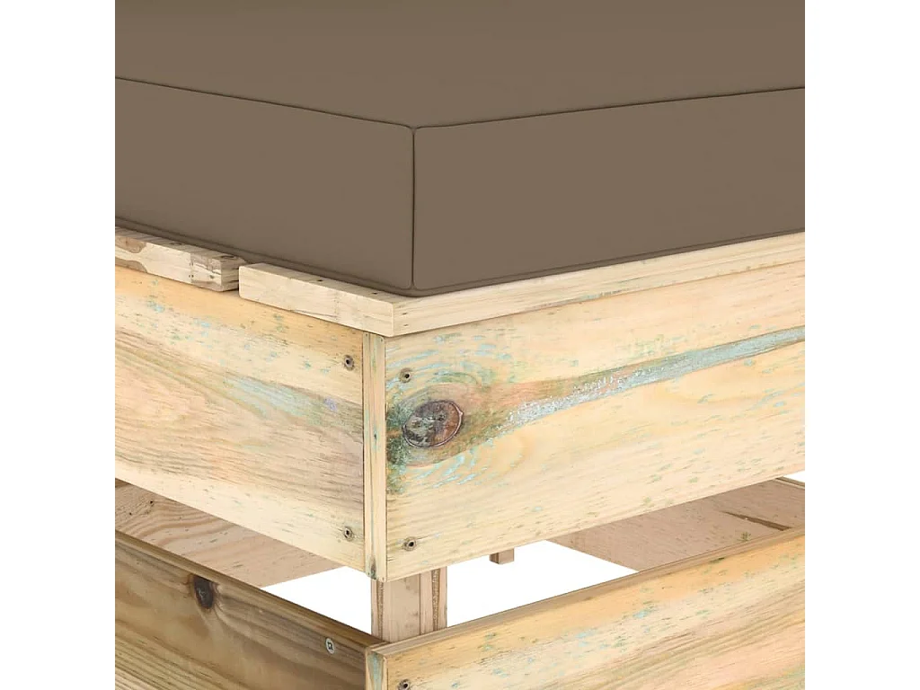 Canapé central sectionnel avec coussins Bois imprégné de vert FR51024