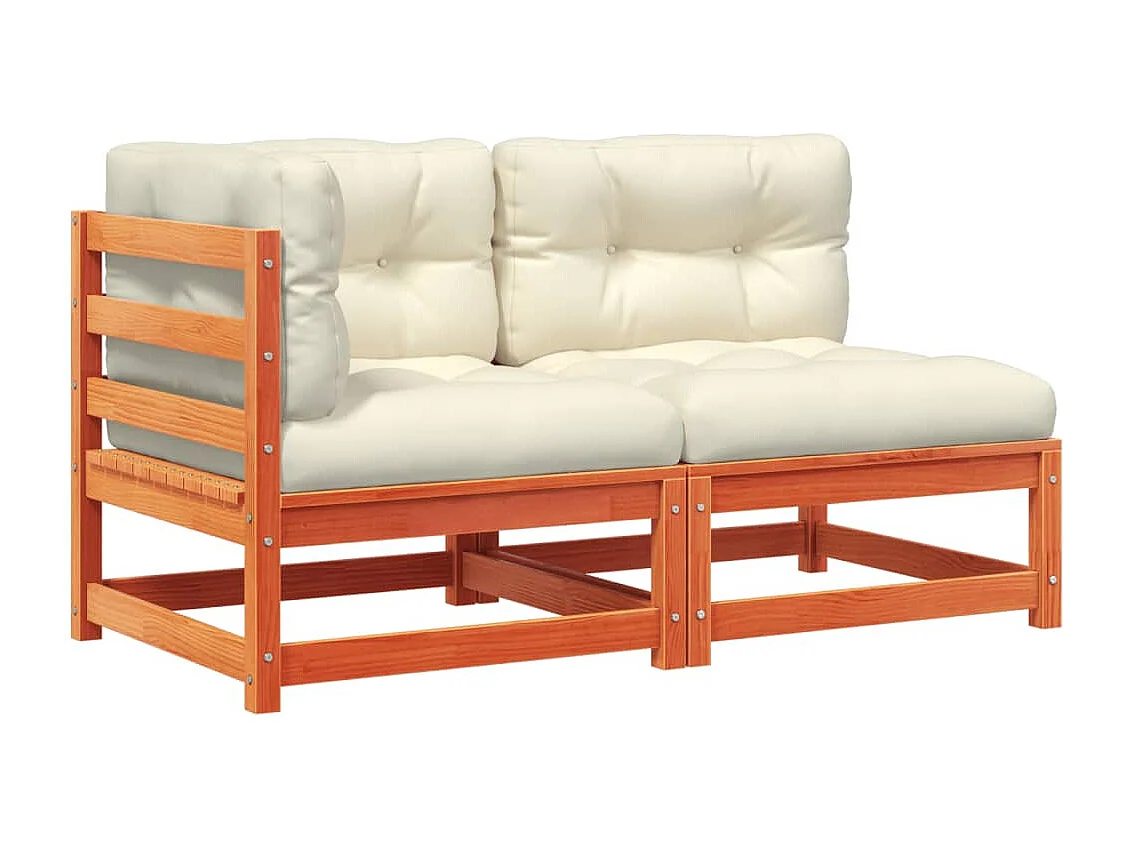 Canapé de jardin coussins 2 places cire marron bois pin massif FR86628