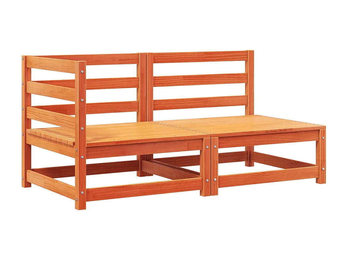 Canapé de jardin coussins 2 places cire marron bois pin massif FR86628