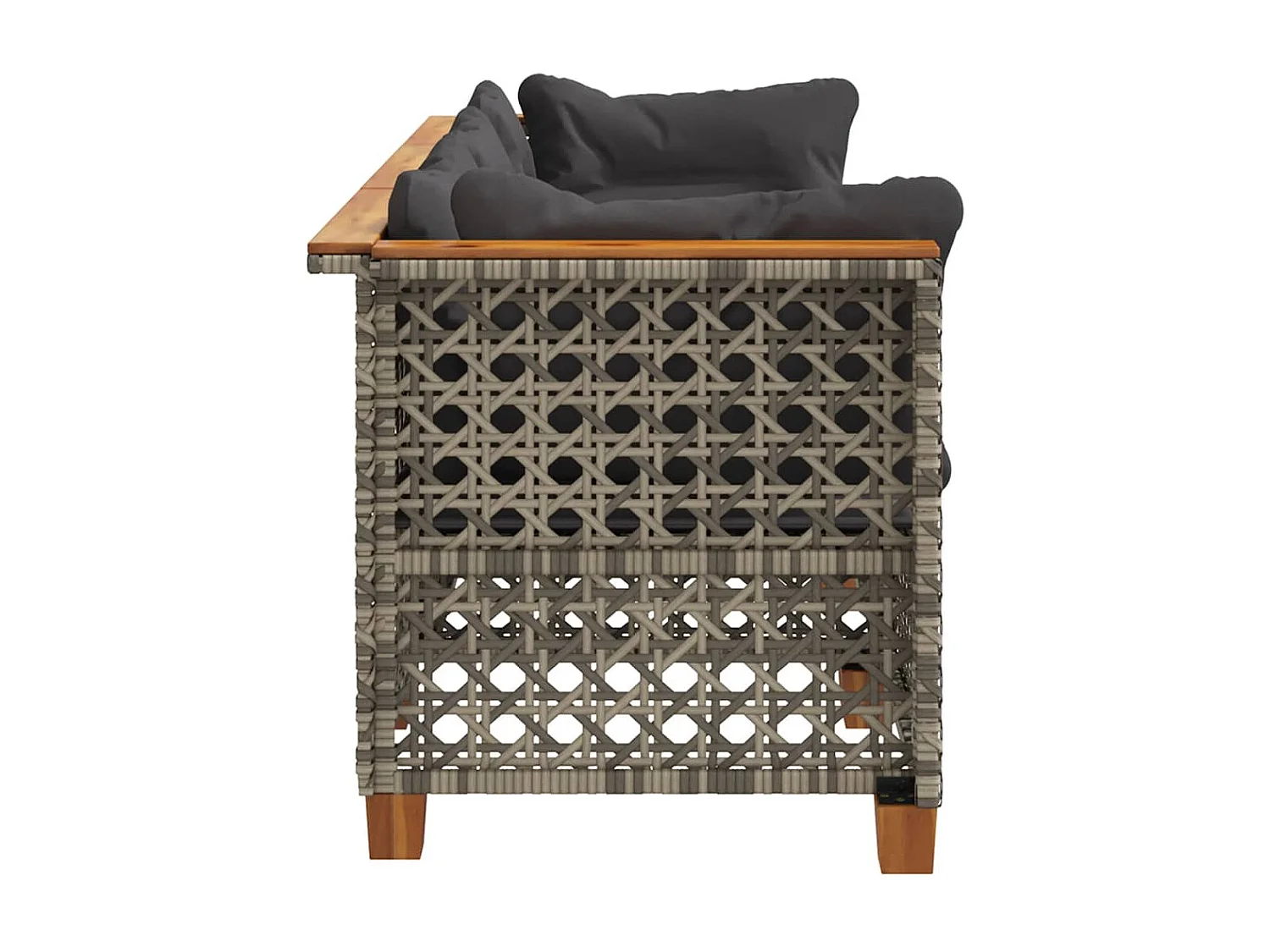 Canapé de jardin avec coussins 3 places gris résine tressée FR499826