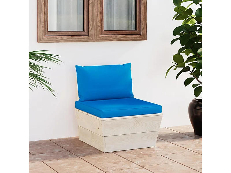 Canapé central palette de jardin avec coussins Épicéa imprégné FR77894