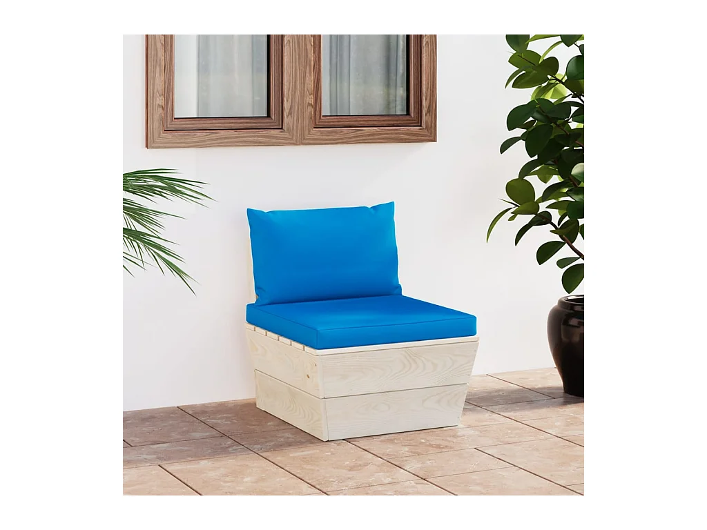 Canapé central palette de jardin avec coussins Épicéa imprégné FR77894