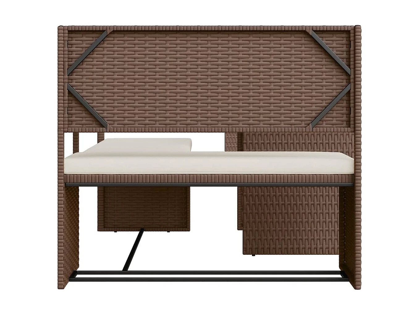 Tuinbank met tafel en kussens L-vormig poly rattan bruin BE746912
