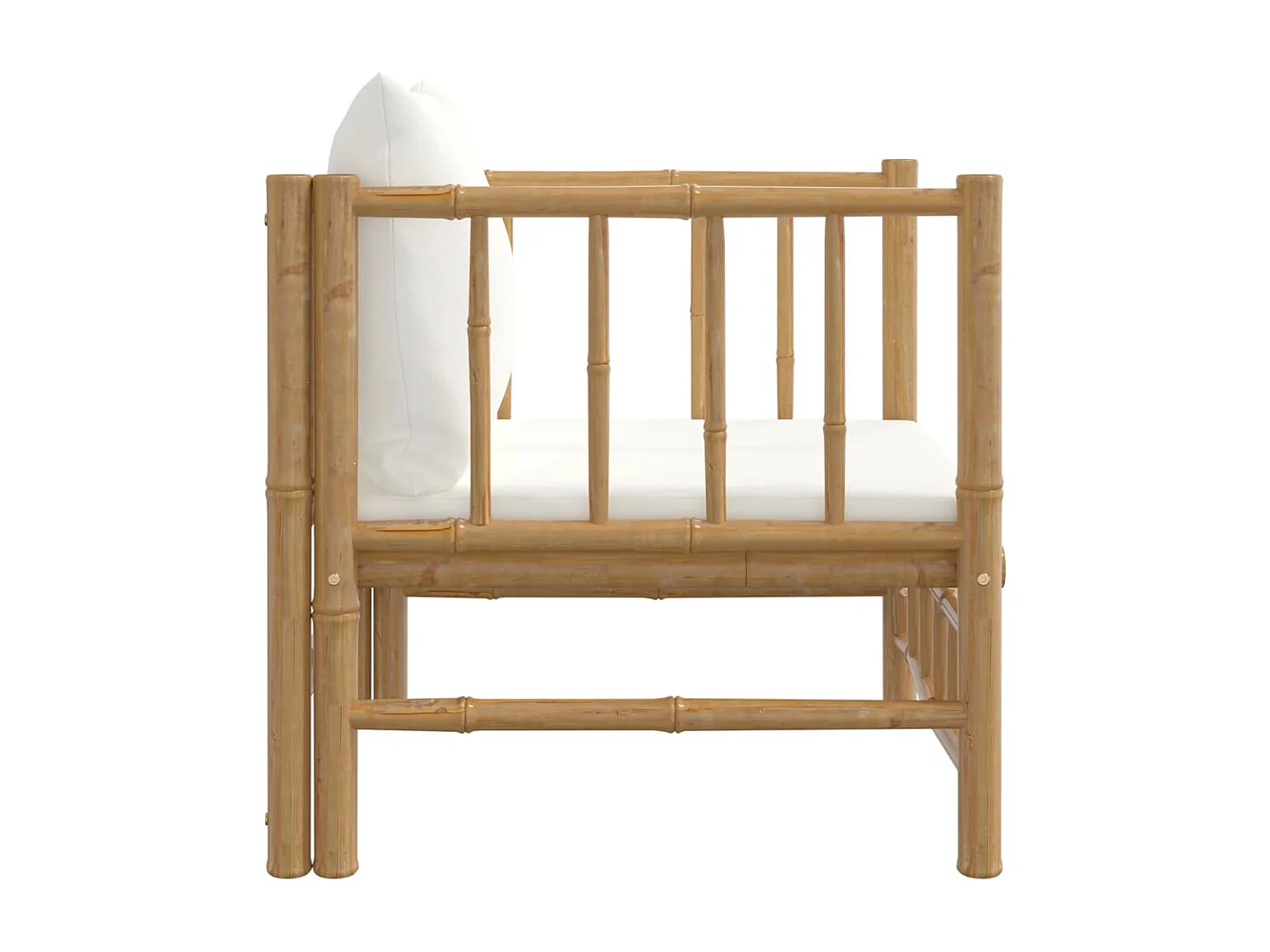 Sofá de jardim bambu com almofadões branco nata PT900214