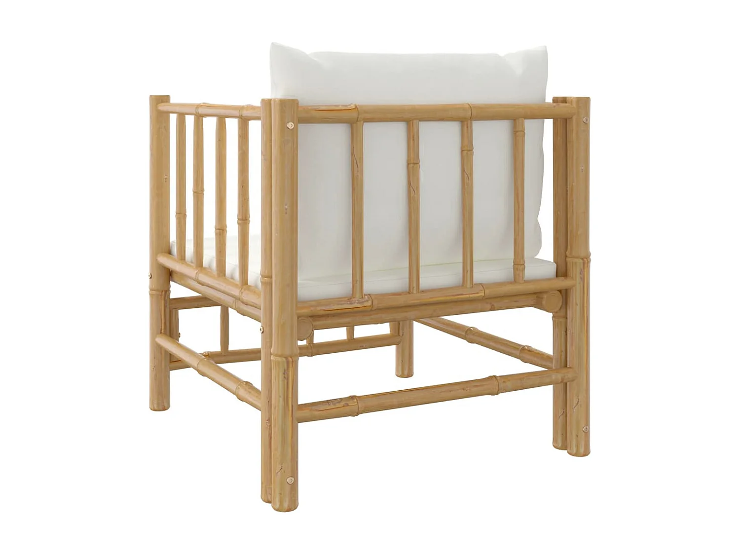 Sofá de jardim bambu com almofadões branco nata PT900214