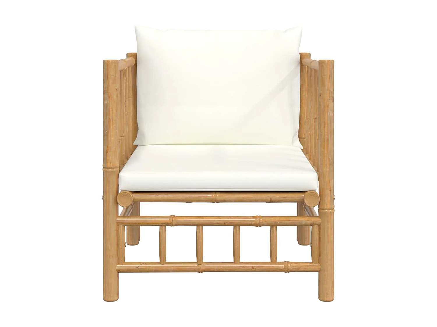 Canapé de jardin avec coussins blanc crème bambou FR47672