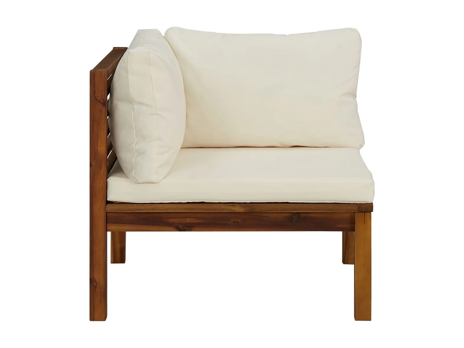 Sofás de esquina 2 uds cojines blanco crema madera de acacia ES461283