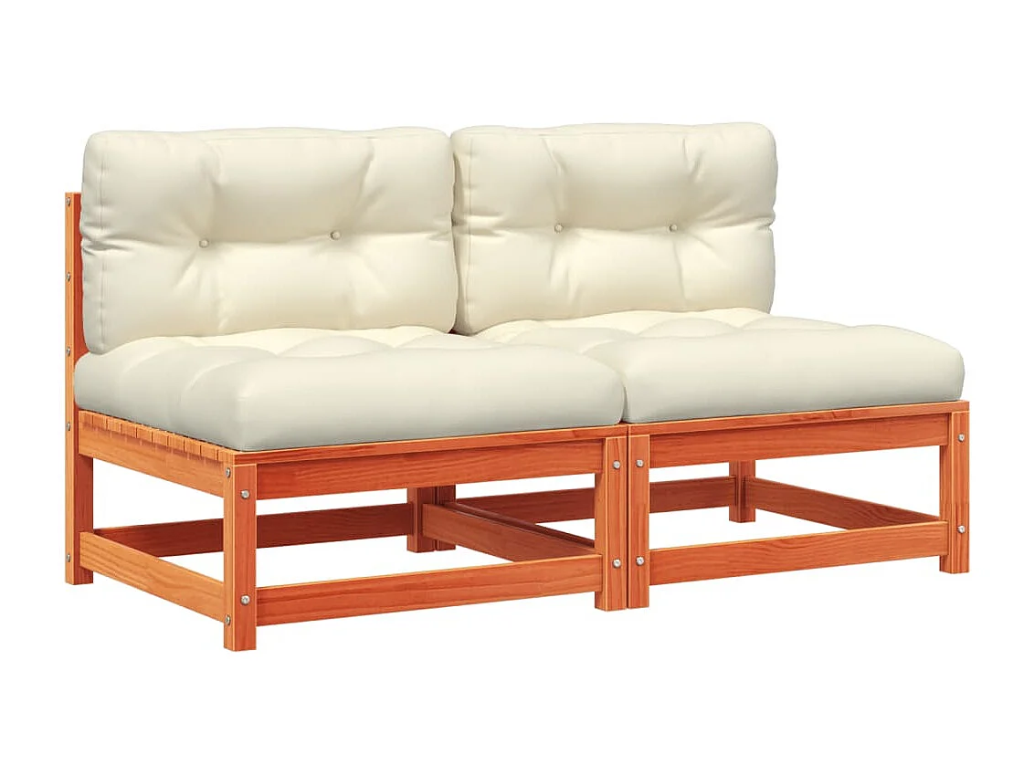 Canapés de jardin sans accoudoirs coussins 2pcs bois massif pin FR56611