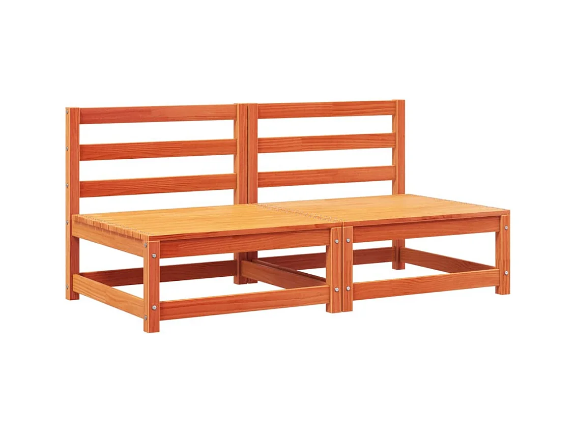 Tuinbanken zonder armleuning kussens 2 st grenenhout wasbruin BE574500