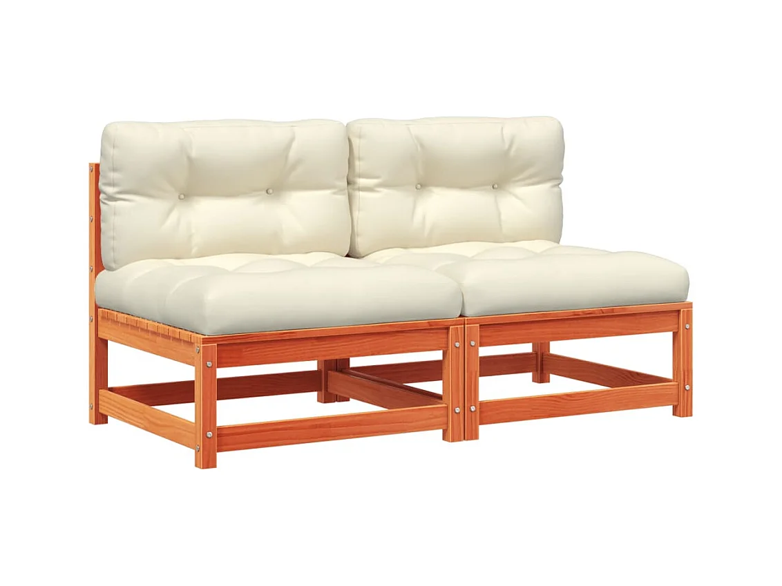 Tuinbanken zonder armleuning kussens 2 st grenenhout wasbruin BE574500