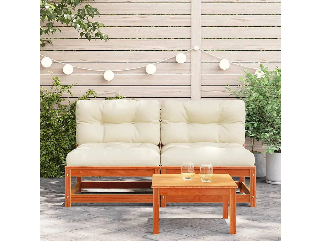 Canapés de jardin sans accoudoirs coussins 2pcs bois massif pin FR56611