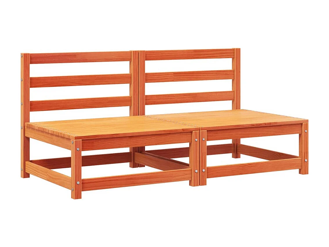 Canapés de jardin sans accoudoirs coussins 2pcs bois massif pin FR56611
