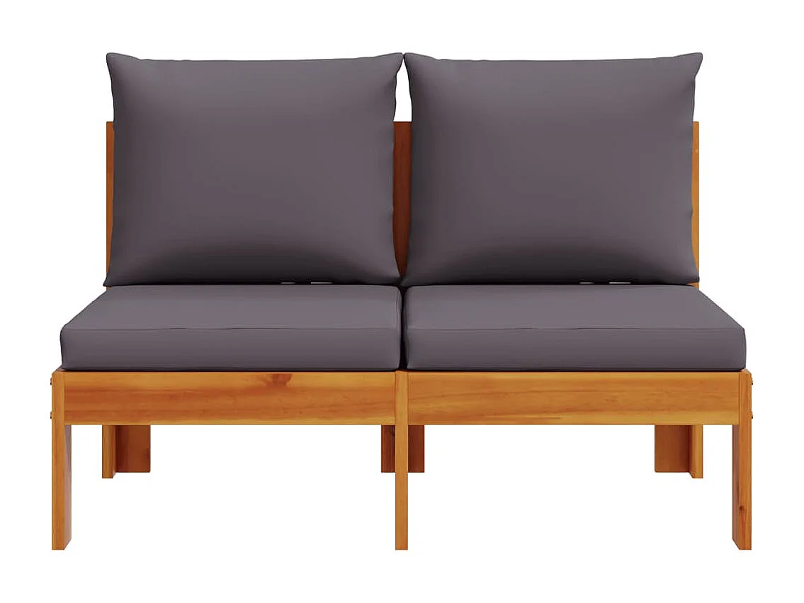 Canapé de jardin sans accoudoirs coussins 2 places bois acacia FR88161