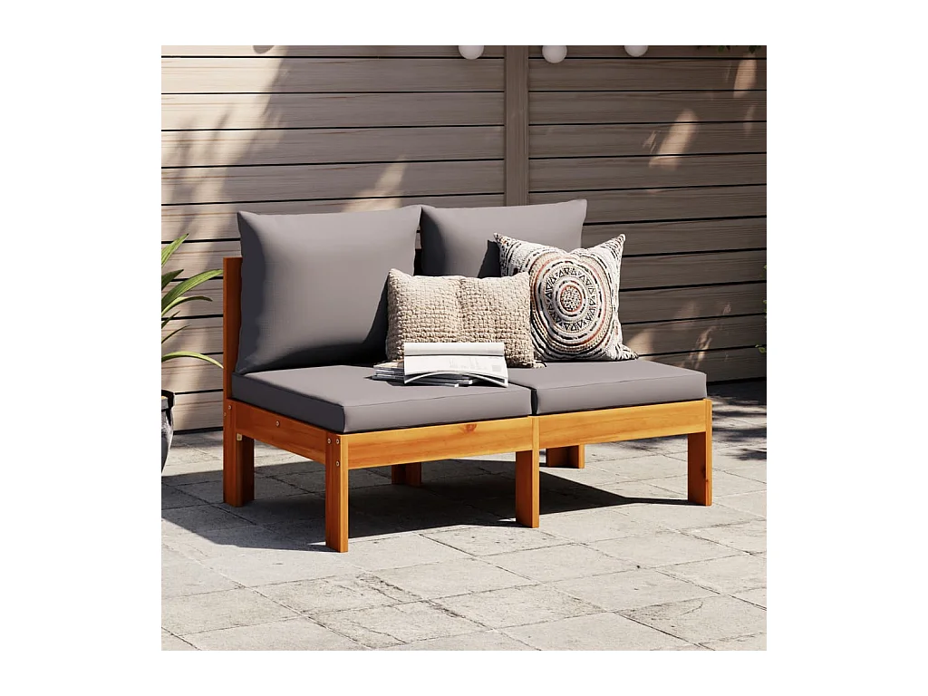 Canapé de jardin sans accoudoirs coussins 2 places bois acacia FR88161