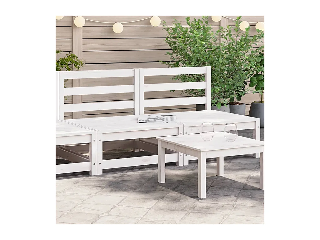 Canapés de jardin sans accoudoirs 2 pcs blanc bois pin massif FR27205