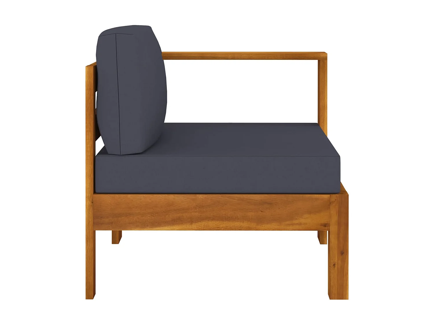 Canapé central avec 1 accoudoir Gris foncé Acacia solide FR80980