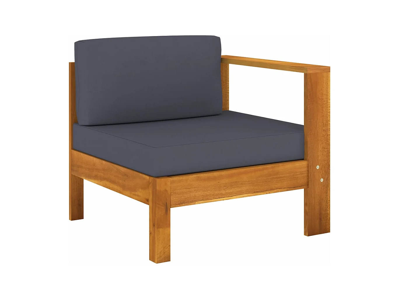 Canapé central avec 1 accoudoir Gris foncé Acacia solide FR80980
