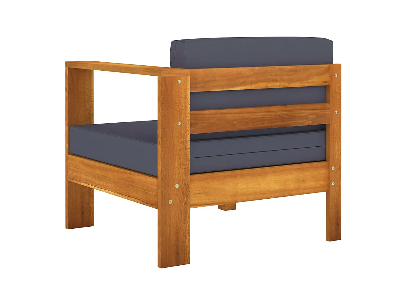 Canapé central avec 1 accoudoir Gris foncé Acacia solide FR80980