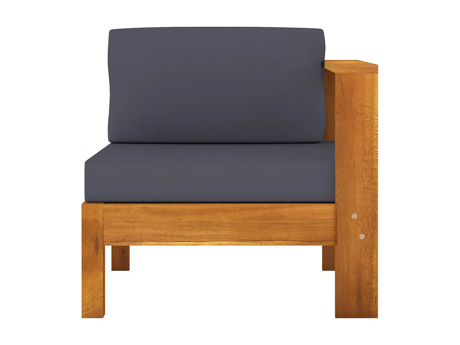 Canapé central avec 1 accoudoir Gris foncé Acacia solide FR80980