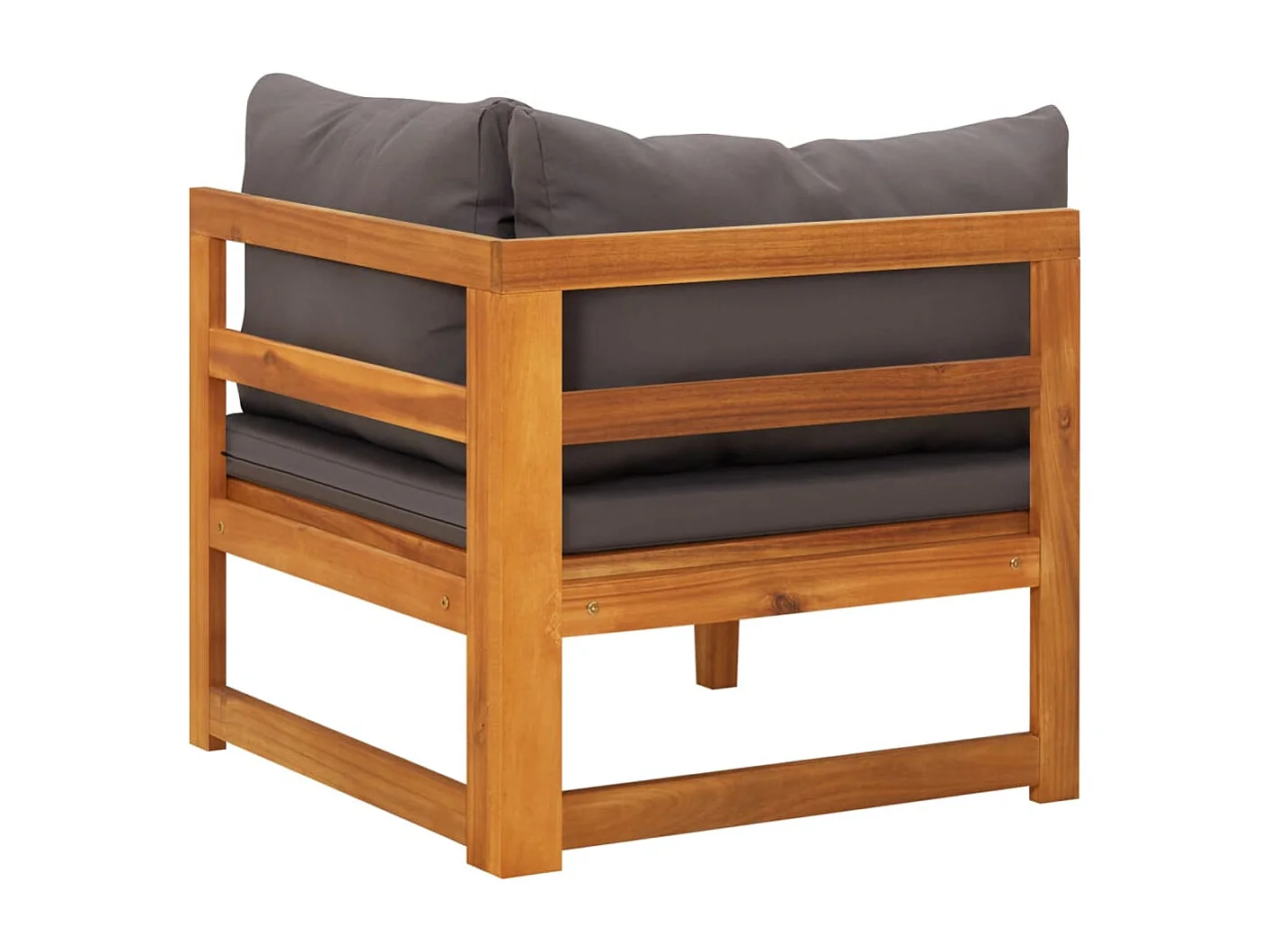 Sofá de esquina madera maciza de acacia con cojines gris oscuro ES496067