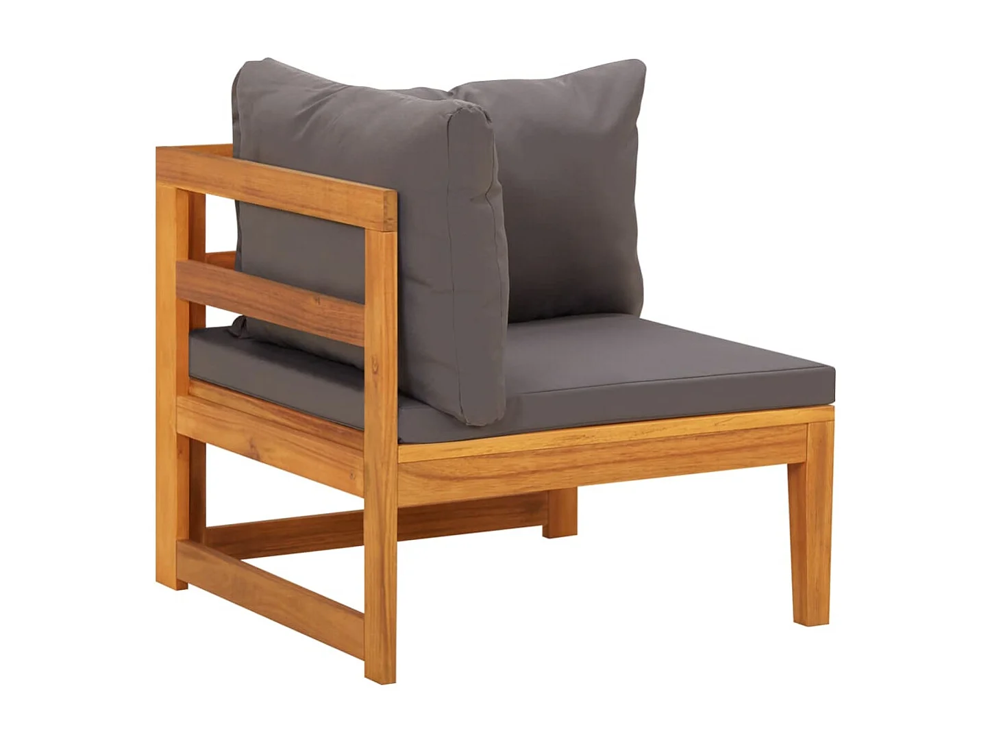 Canapé d'angle avec coussins gris foncé Bois d'acacia solide FR91761