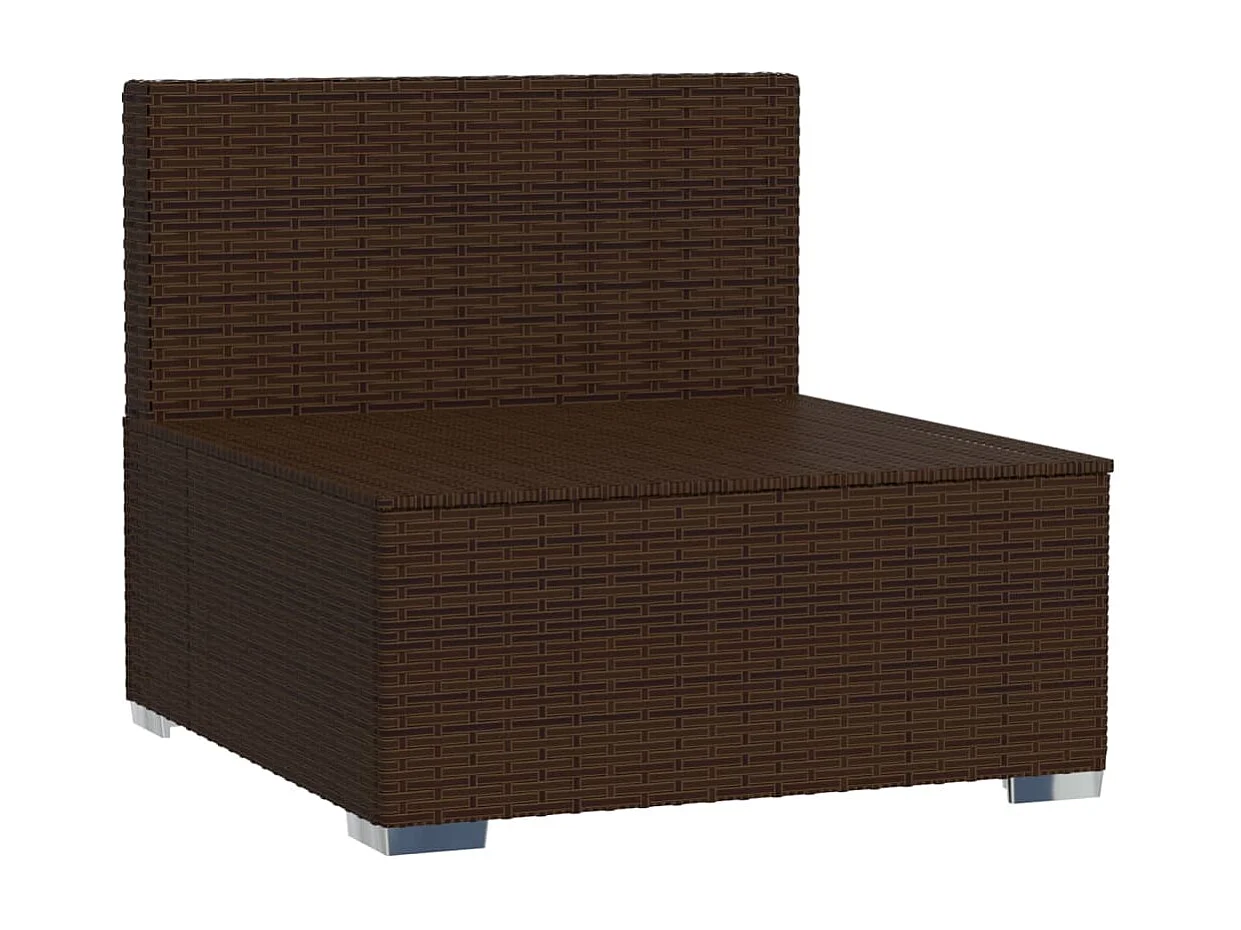 Tuinmiddenbank met kussens poly rattan bruin BE720292