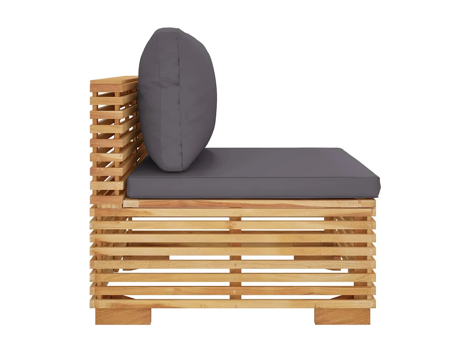 Sofá central jardín con cojines gris oscuro madera maciza teca ES646649