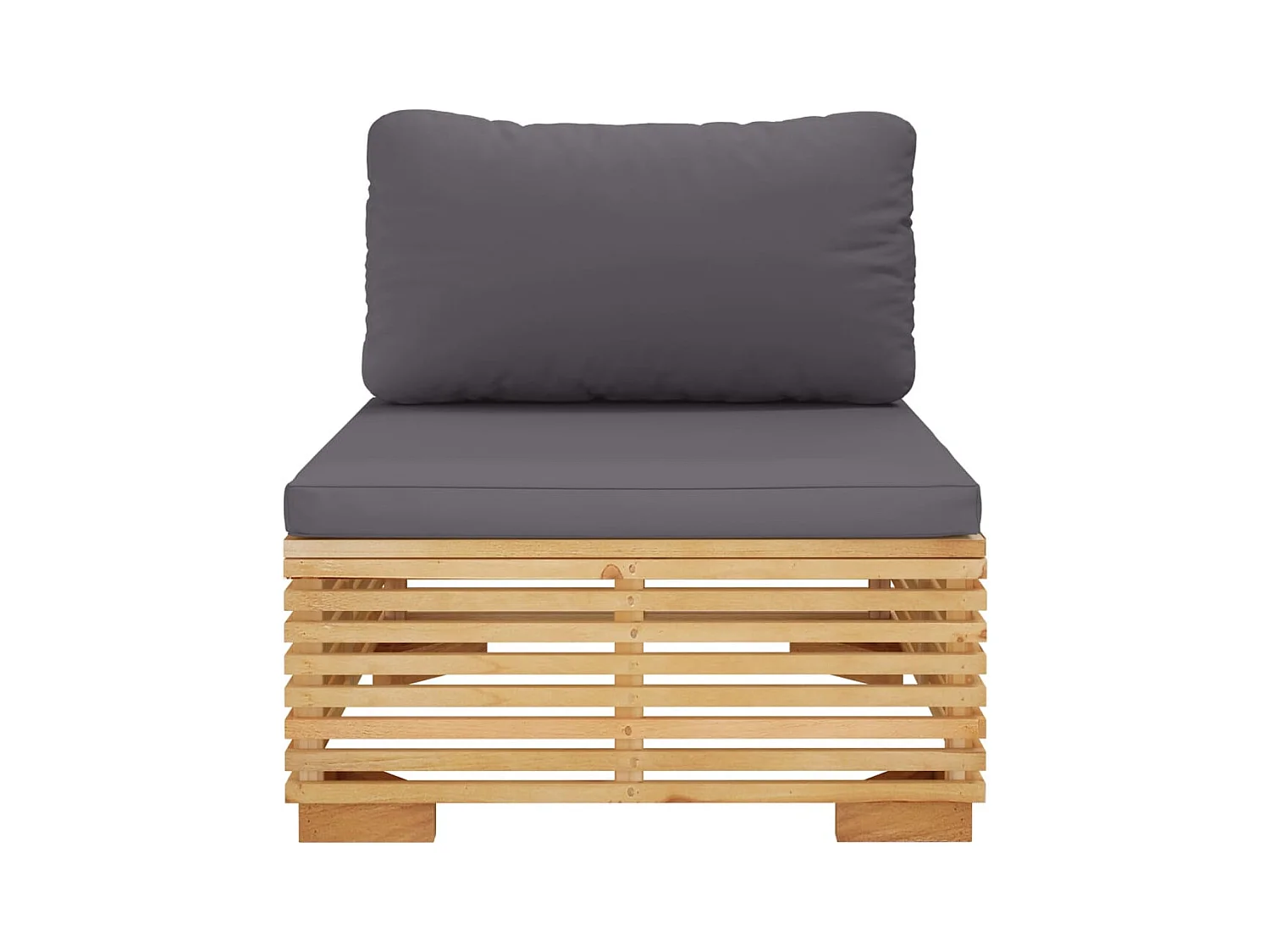 Canapé central de jardin coussins Gris foncé Bois teck massif FR86803