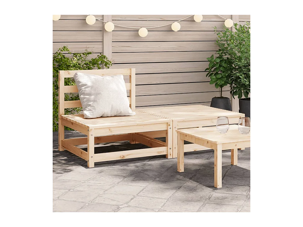 Canapé de jardin sans accoudoirs repose-pieds bois pin massif FR88369