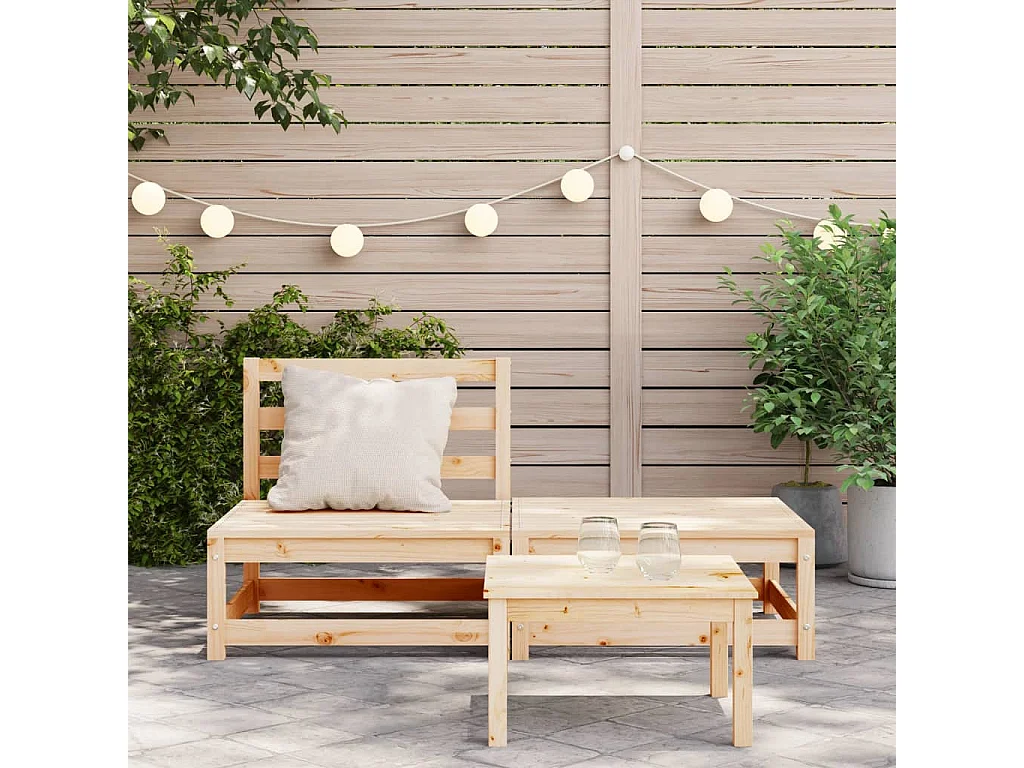 Canapé de jardin sans accoudoirs repose-pieds bois pin massif FR88369