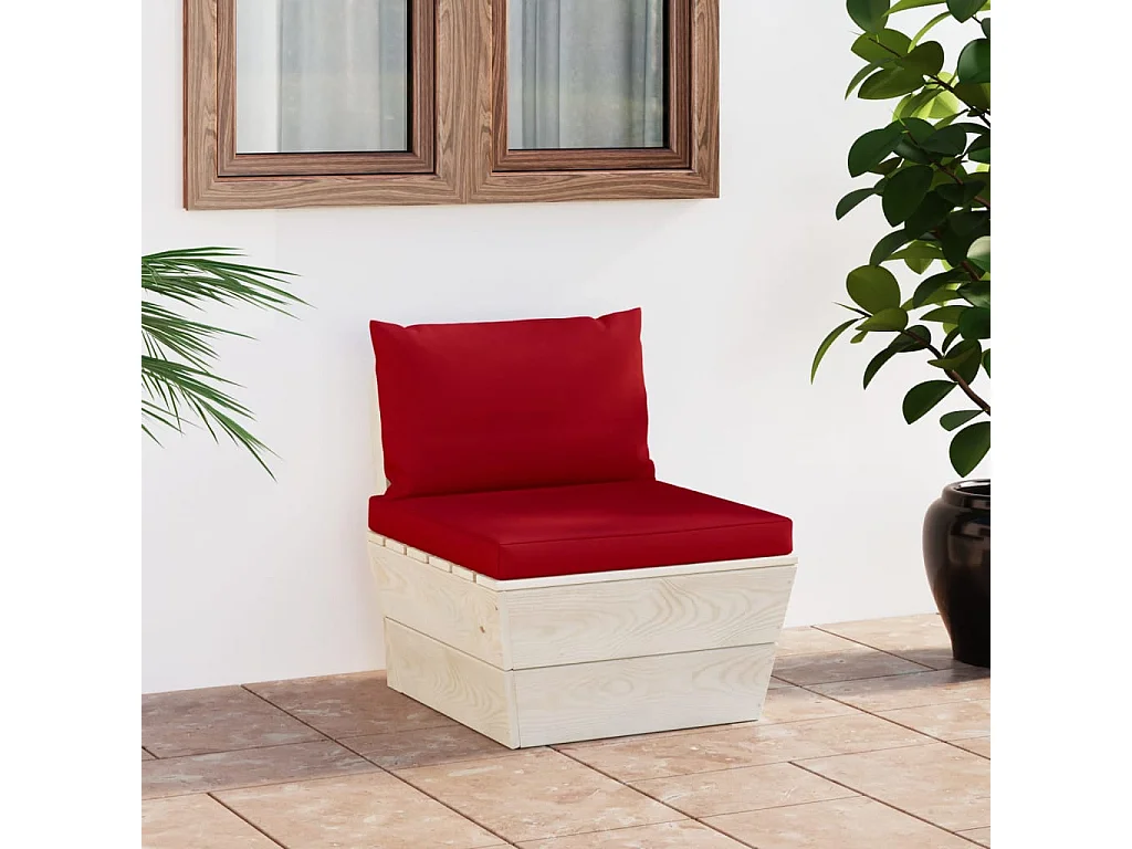 Canapé central palette de jardin avec coussins Épicéa imprégné FR29408