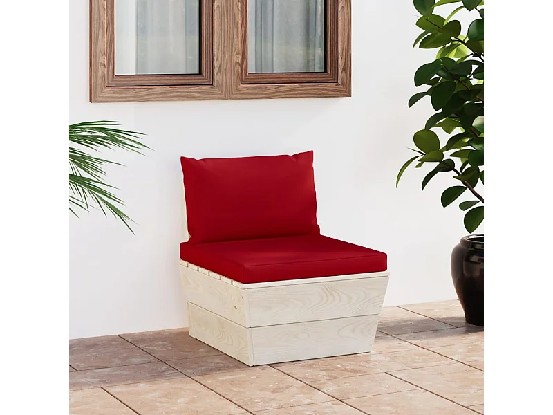 Canapé central palette de jardin avec coussins Épicéa imprégné FR29408