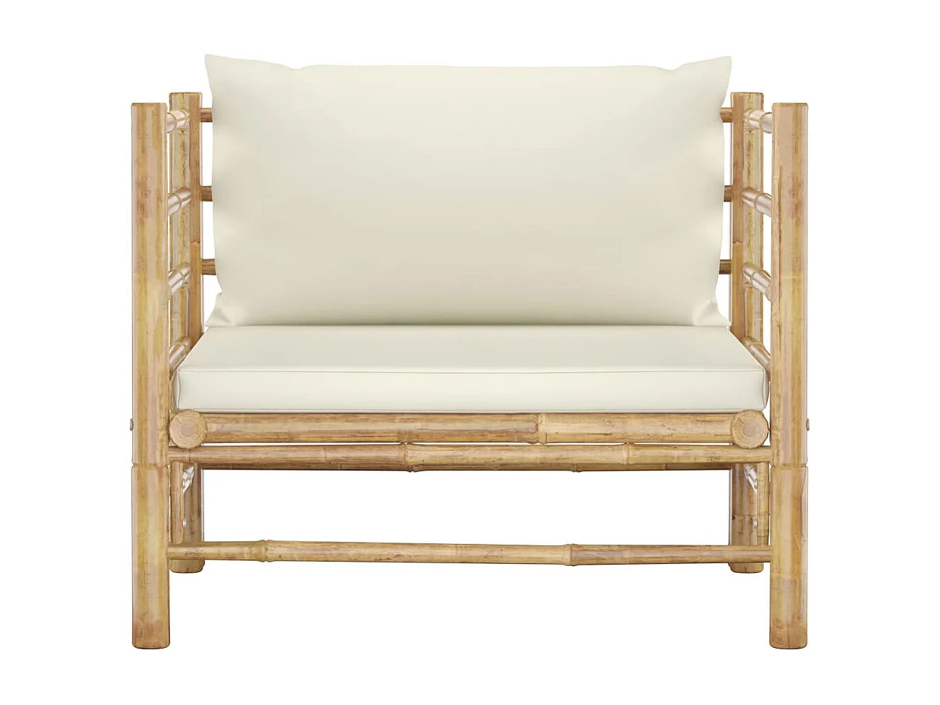 Canapé de jardin avec coussins blanc crème Bambou FR46284