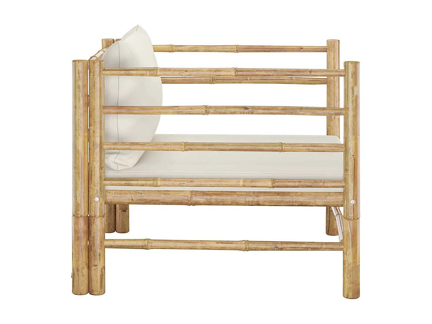 Canapé de jardin avec coussins blanc crème Bambou FR46284