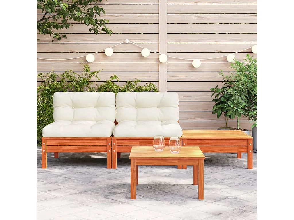 Canapé de jardin avec coussins et repose-pied 2 places FR13702