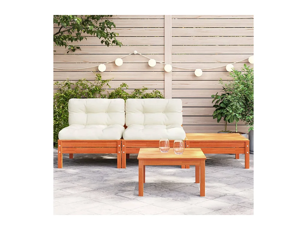 Canapé de jardin avec coussins et repose-pied 2 places FR13702