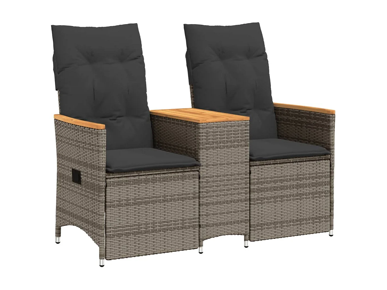 Canapé de jardin inclinable 2 places avec table gris poly rotin FR426399