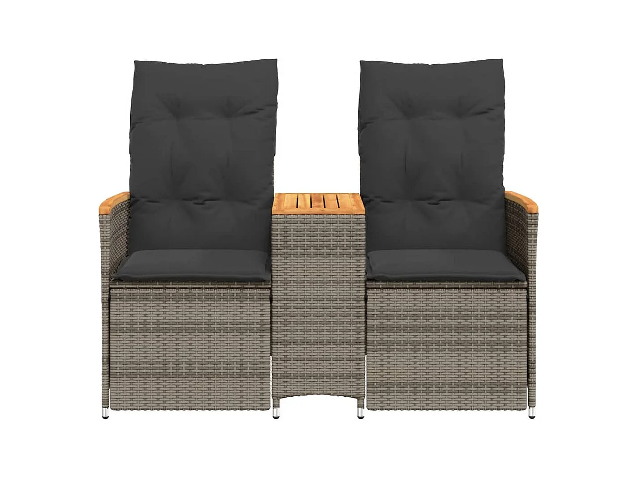 Tuinbank 2-zits verstelbaar met tafel poly rattan grijs BE763500