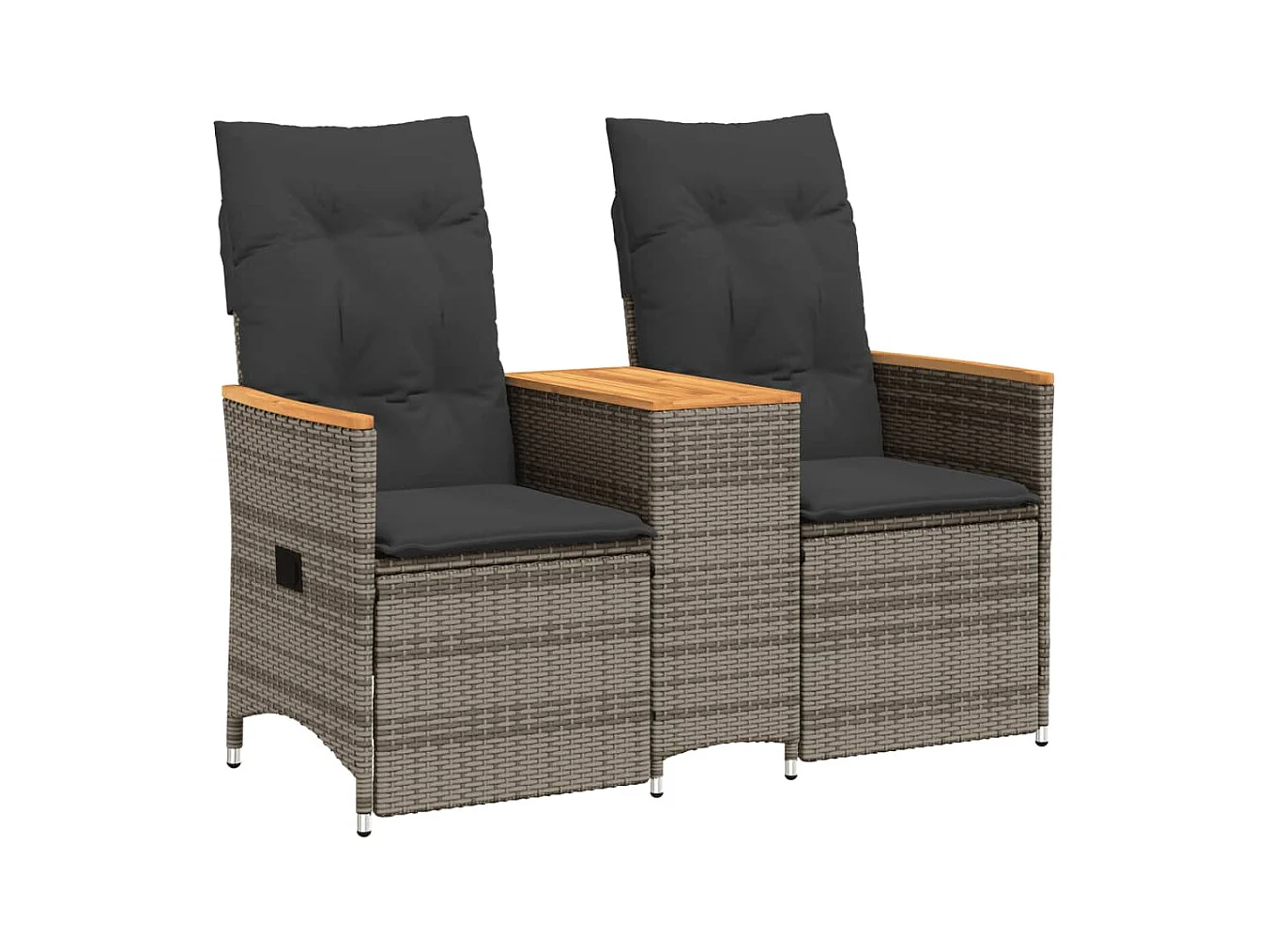 Tuinbank 2-zits verstelbaar met tafel poly rattan grijs BE763500